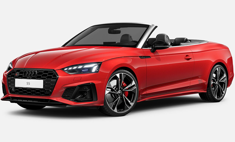 rotes Audi S5 Cabrio seitliche Front