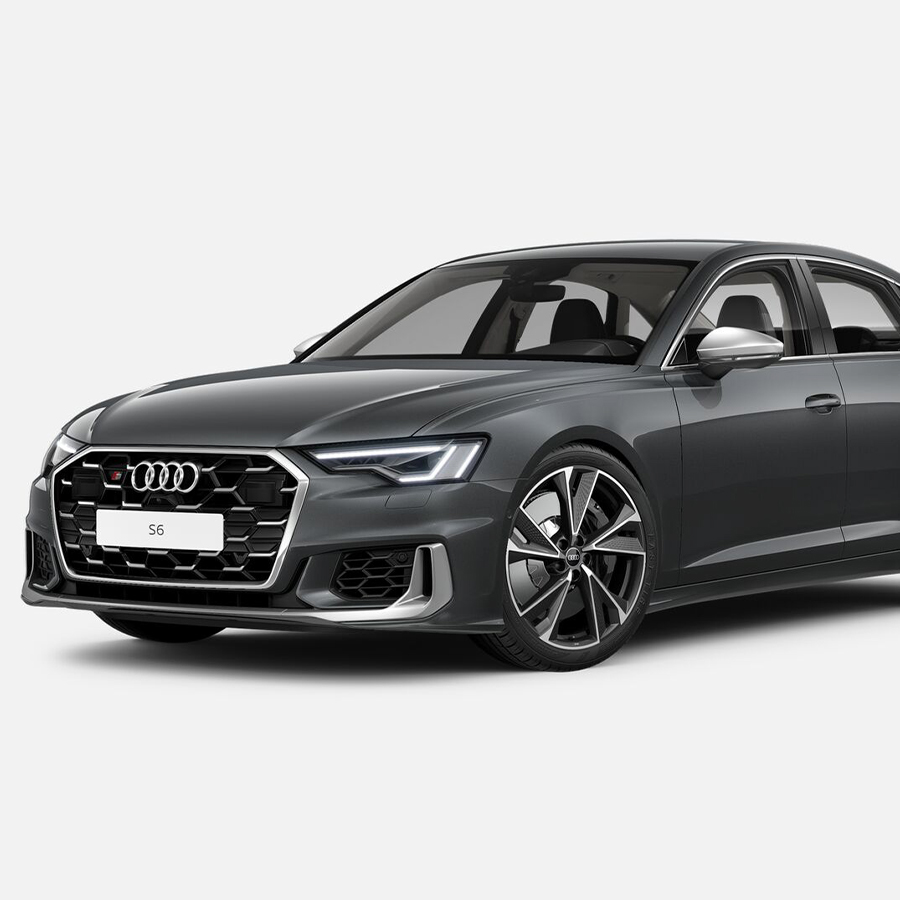grauer Audi S6 Limousine seitliche Frontansicht 