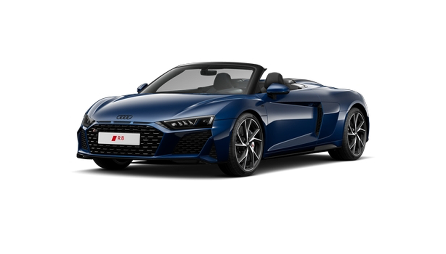 blauer Audi R8 Spyder V10 performance RWD