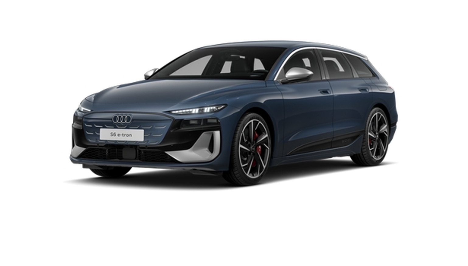 blauer Audi S6 Avant e-tron Frontansicht