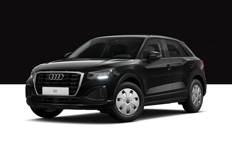 Schwarzer Audi Q2 von schr&auml;g vorne